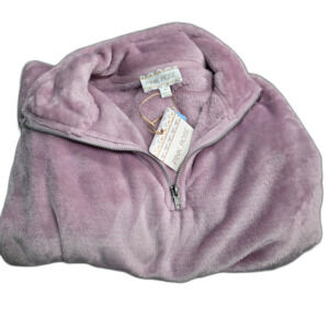 Pink Rose Lilac dream Fleece 1/4 Zip cropped Pullover Sweatshirt Women's M.